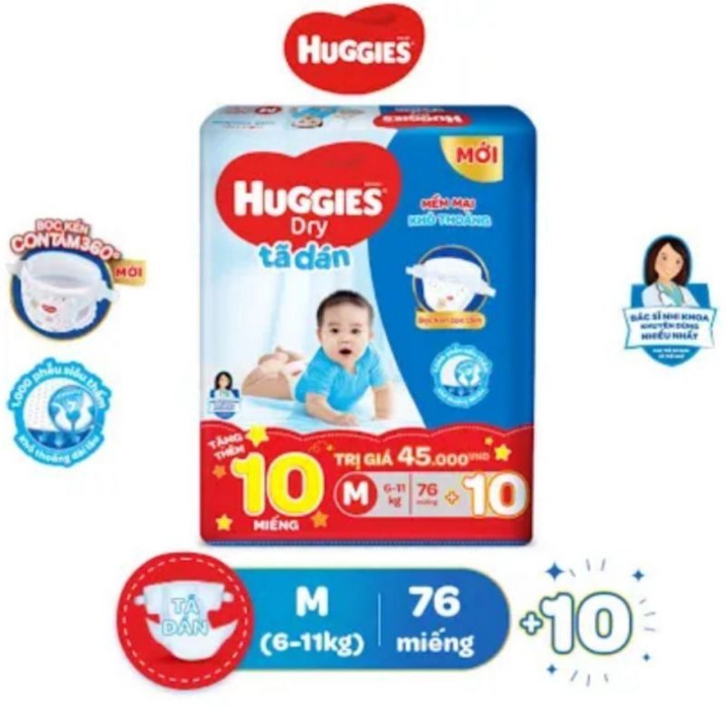 Tã dán huggies gói cực đại m76 - bao bì mới