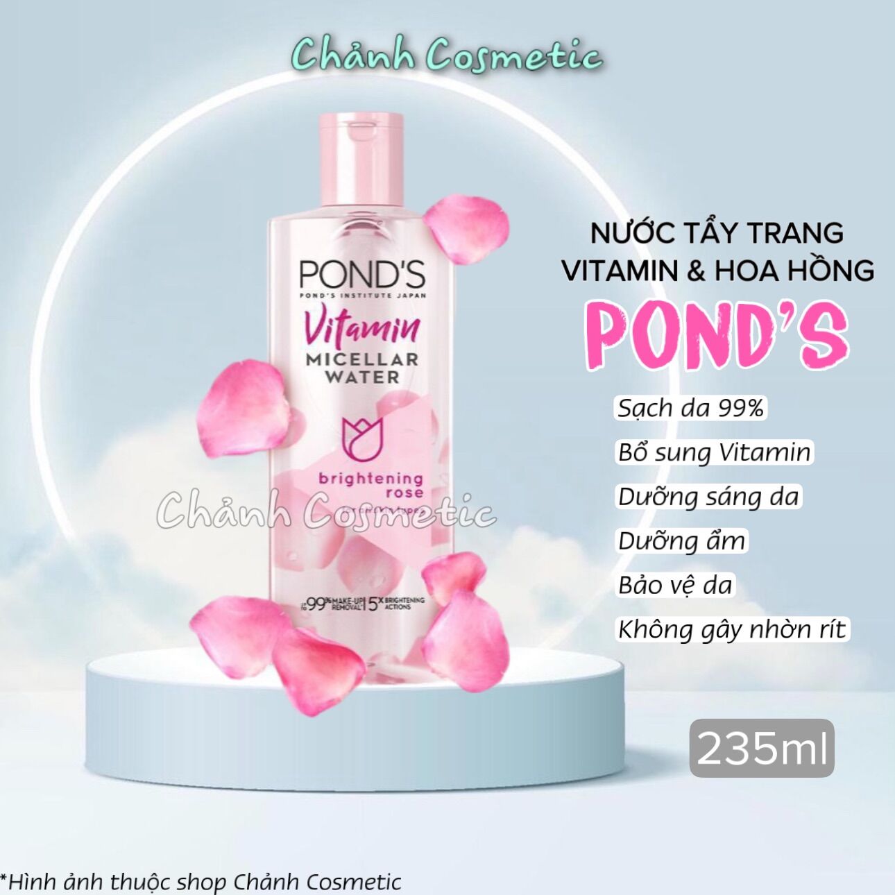 Nước Tẩy Trang Vitamin & Hoa Hồng Dưỡng Sáng Da Pond's Micellar Water 235ml