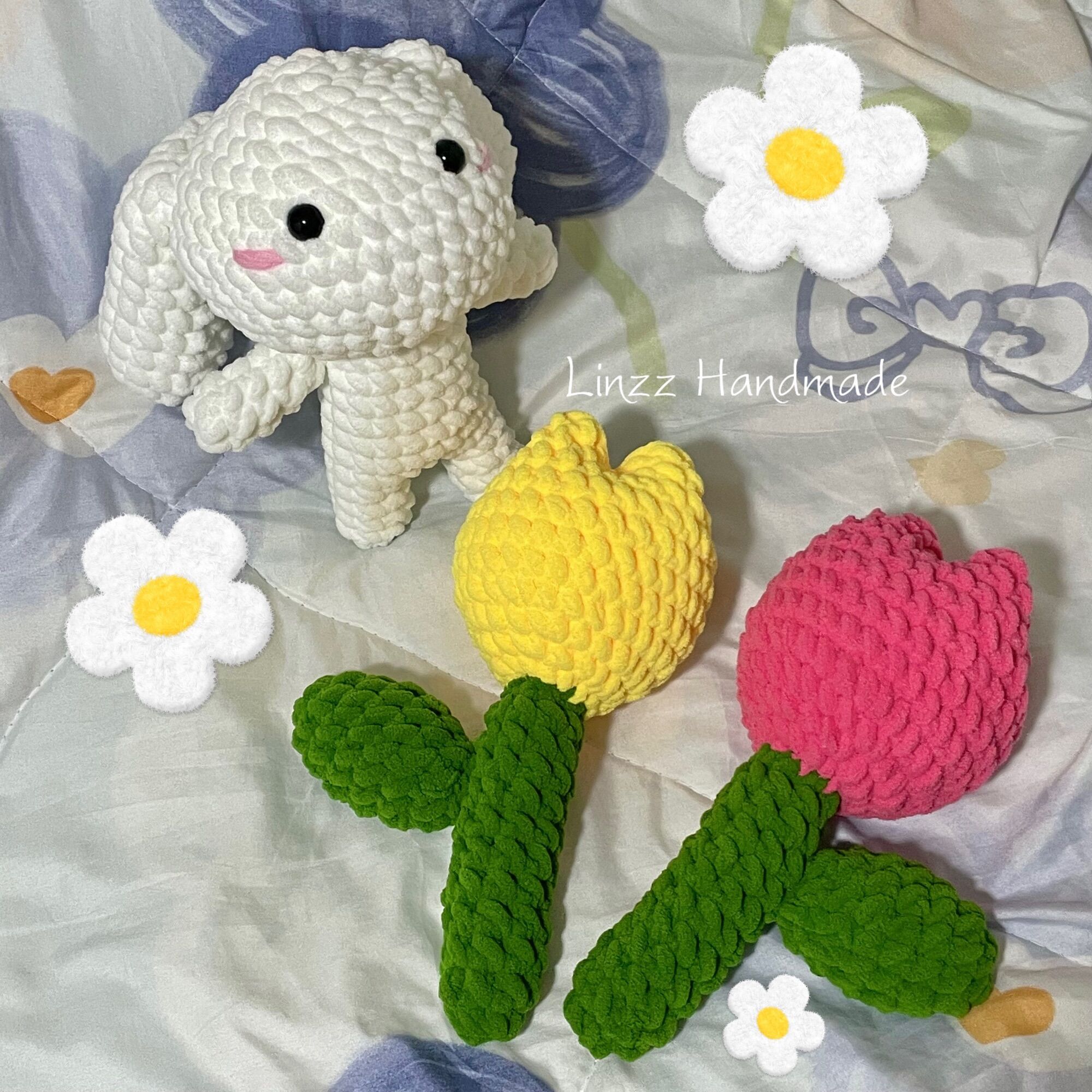 Hoa tulip len khổng lồ, tulip handmade, hoa tulip decor by Linzz