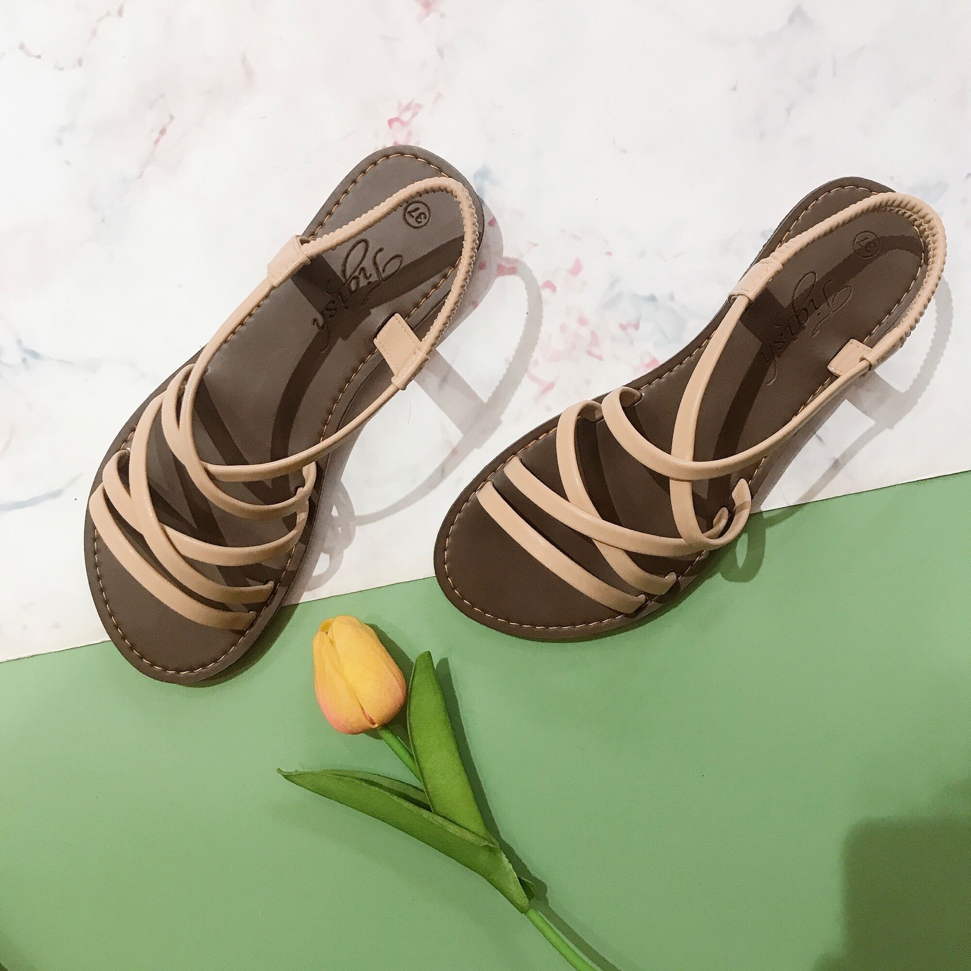 Sandal bệt nữ đi biển siêu xinh đế TRF chống trơn - sandal nữ đan dây mảnh da mềm