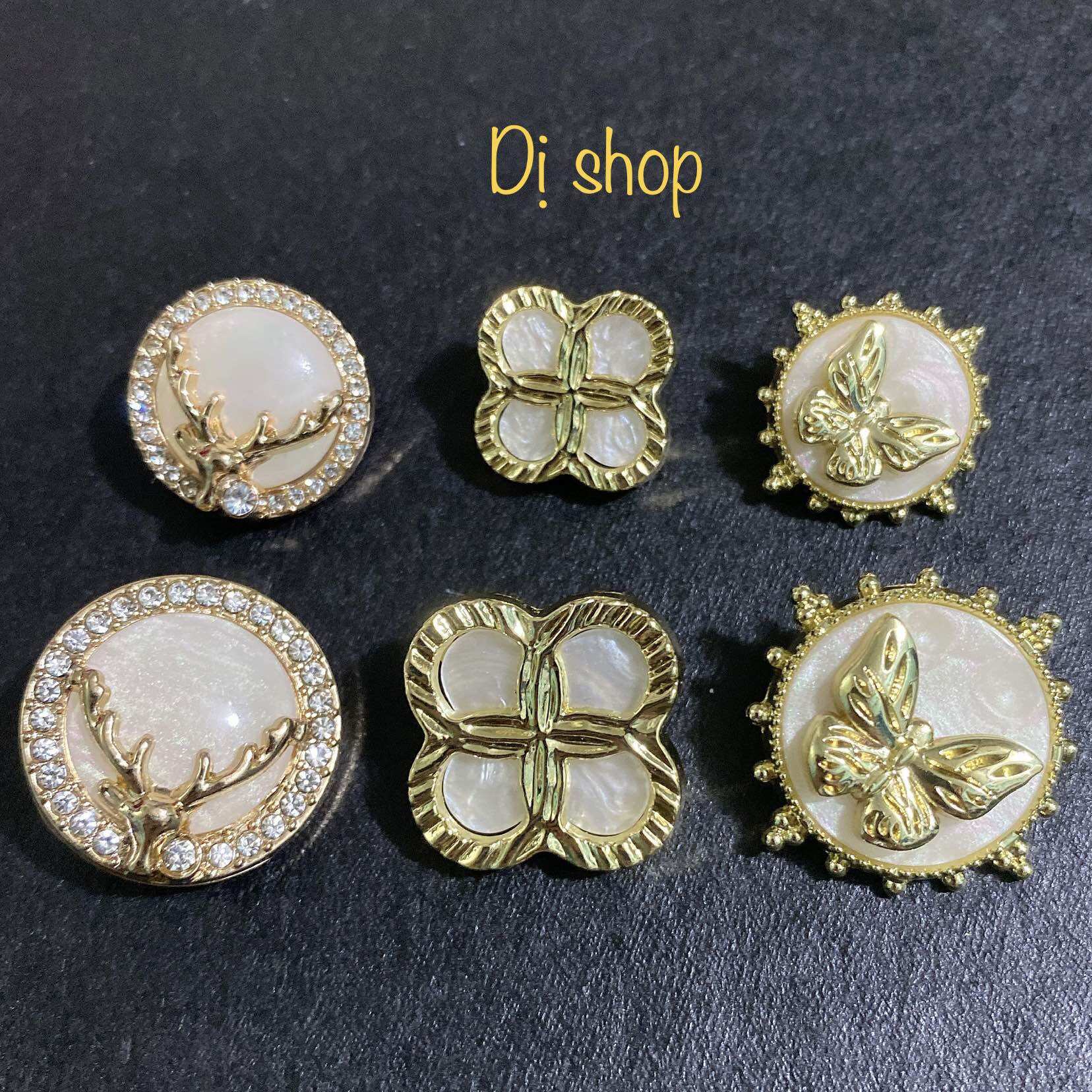 1 nút kim loại đính đá nhiều size 1.8cm và 2.2cm