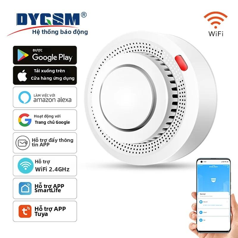 Tuya Wifi Khói Báo Động Cháy Bảo Vệ Khói Detector Smokehouse Kết Hợp Báo Động Cháy Nhà Hệ Thống An Ninh Nhân viên Cứu Hỏa