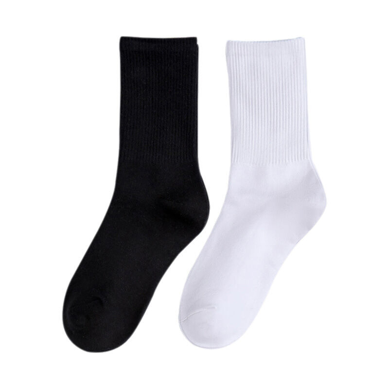Tất Zhuji Tất Dài Thể Thao Nam Màu Trắng Đen Ống Vừa Tất Ngắn Dày Dặn Tất Cotton Thu Đông Màu Trơn Ống Dài Chống Mùi