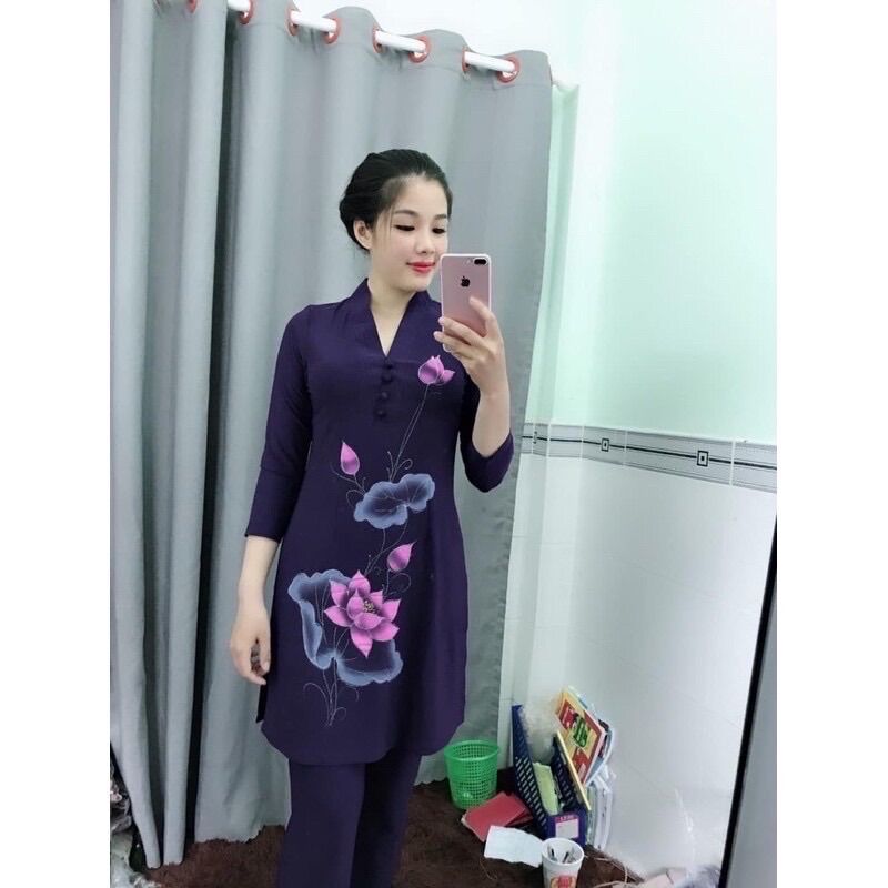 Đồ Lam Đi Chùa ➕➕Kết Tân Vẽ Bụi Sen