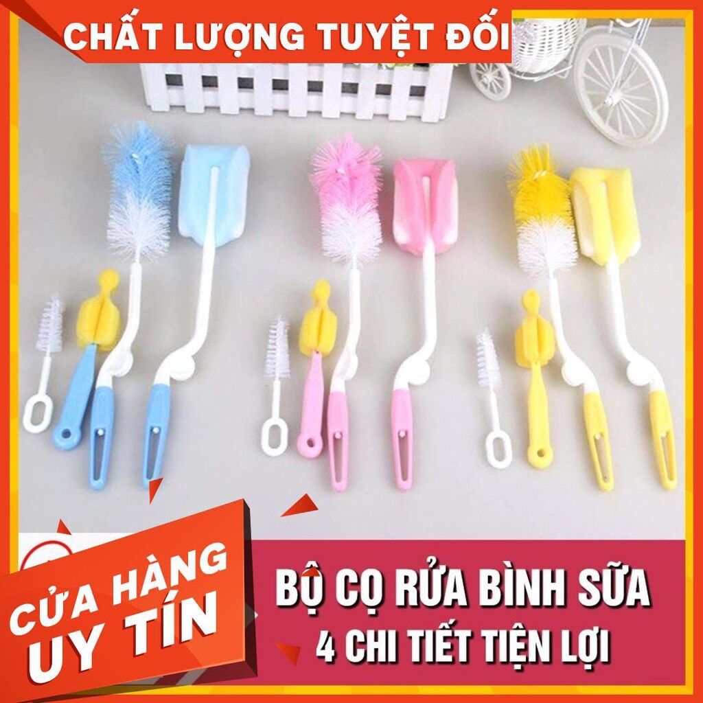 Bộ cọ rửa bình sửa 4 chi tiết, cọ rửa bình moonship cho bé