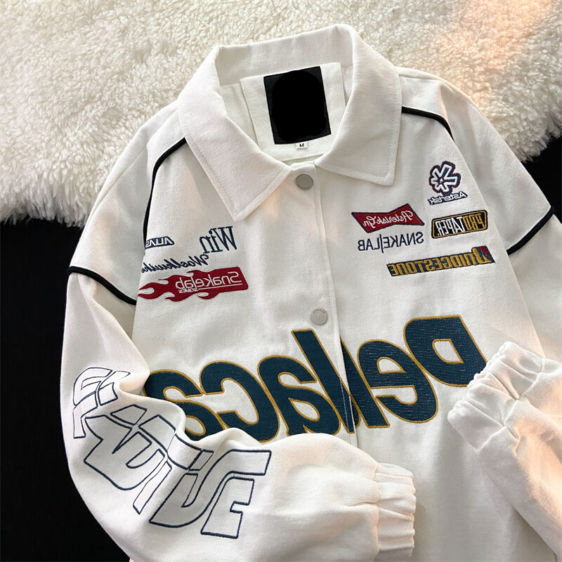 Châu Âu Phong Cách Đường Phố Đua Xe Nhãn Thêu Áo Khoác Rộng Rãi Mùa Xuân Nam Mùa Thu Thoáng Mát Thoải Mái Bay Áo Khoác Áo Khoác Ngoài Polyester 100%