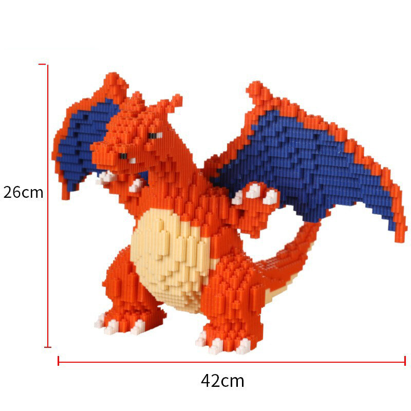 Pokemon Rồng Lửa Thở Lắp Ráp Khối Xây Dựng Micro Đồ Chơi Xếp Hình Mô Hình Viên Gạch Để Bàn Trang Trí