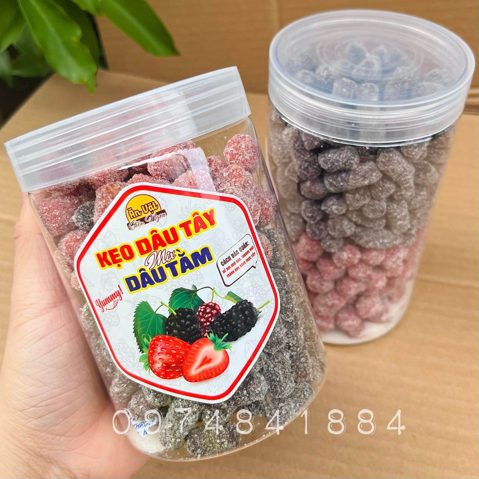 Hủ 500g kẹo dâu tây mix dâu tằm- đặc sản đà lạt- bánh kẹo