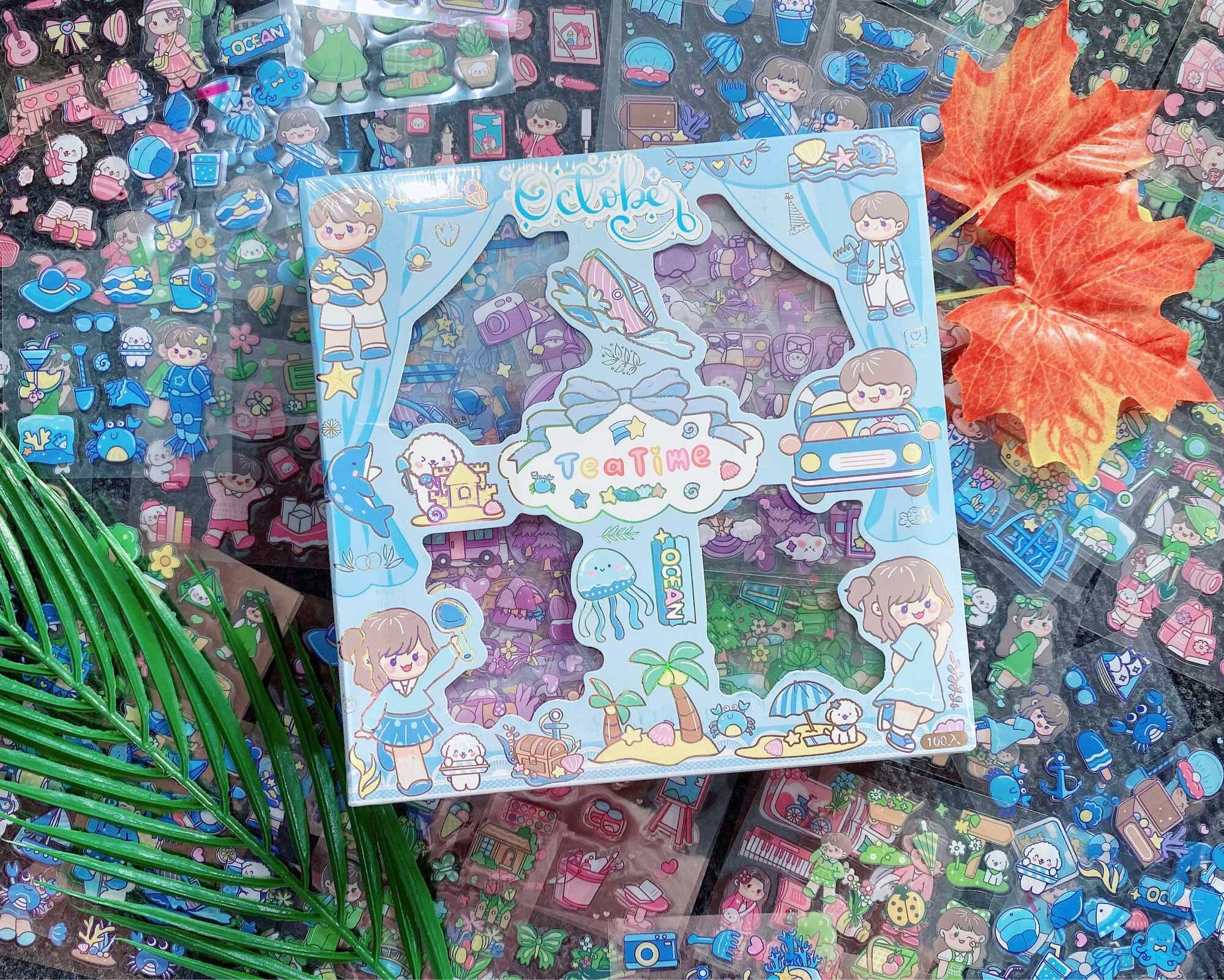 Hộp 100 tấm sticker siêu dễ thương