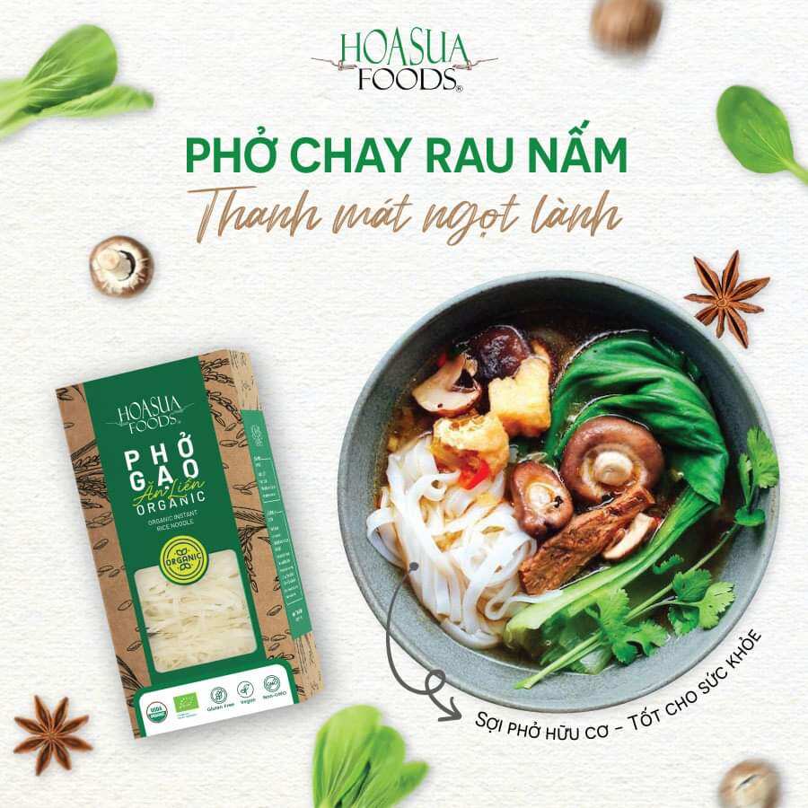Phở gạo ăn liền hữu cơ Hoa sữa (1 hộp 6 vắt)