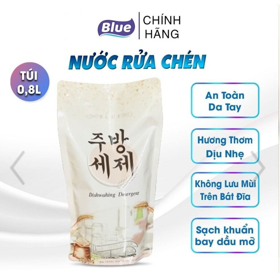 Nước rửa chén gạo blue túi 800g