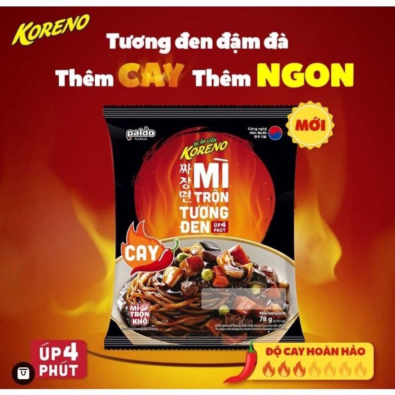Mì Trộn Tương Đen Koreno Cay ( Thùng 20 gói ) Dùng Chay Được