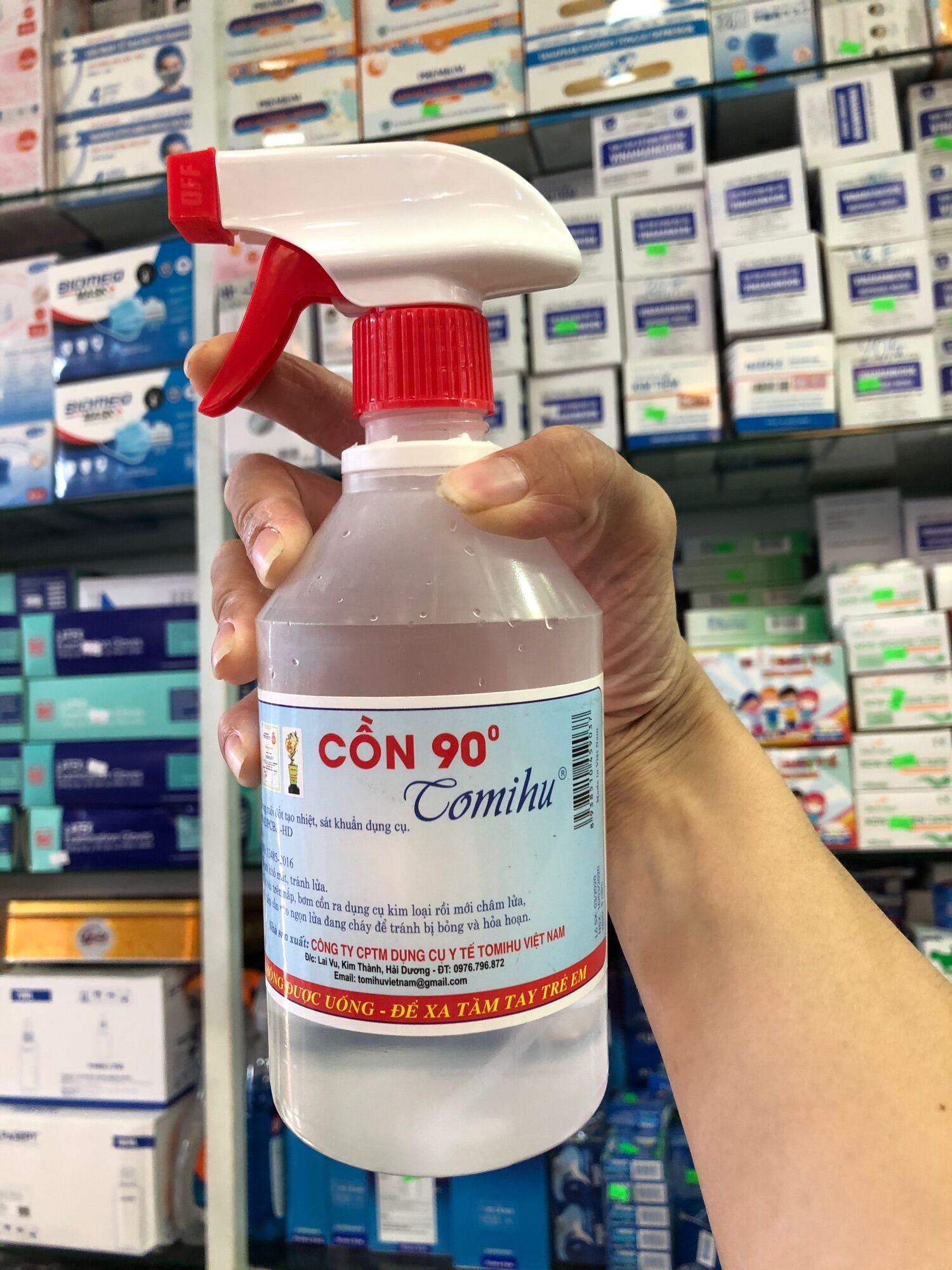 ❤️[CỒN Y TẾ] Cồn y tế 90 độ TOMIHU Sát Trùng Diệt khuẩn có vòi xịt Chai 500ml cồn ethanol y tế 90 độ TOMIHU