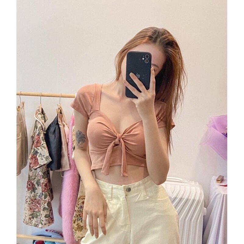 Áo Cột Nơ Ngực Croptop Có mút ngực