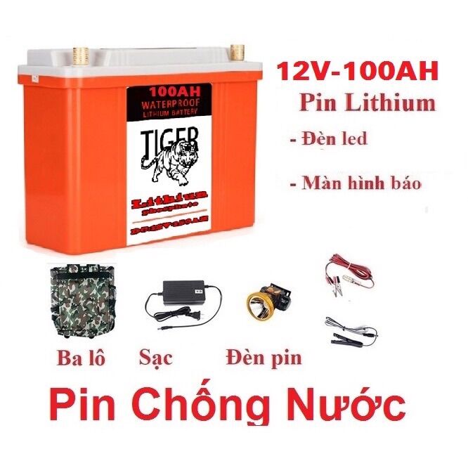 Bình pin lithium 12v - 100ah chống nước hiệu tiger