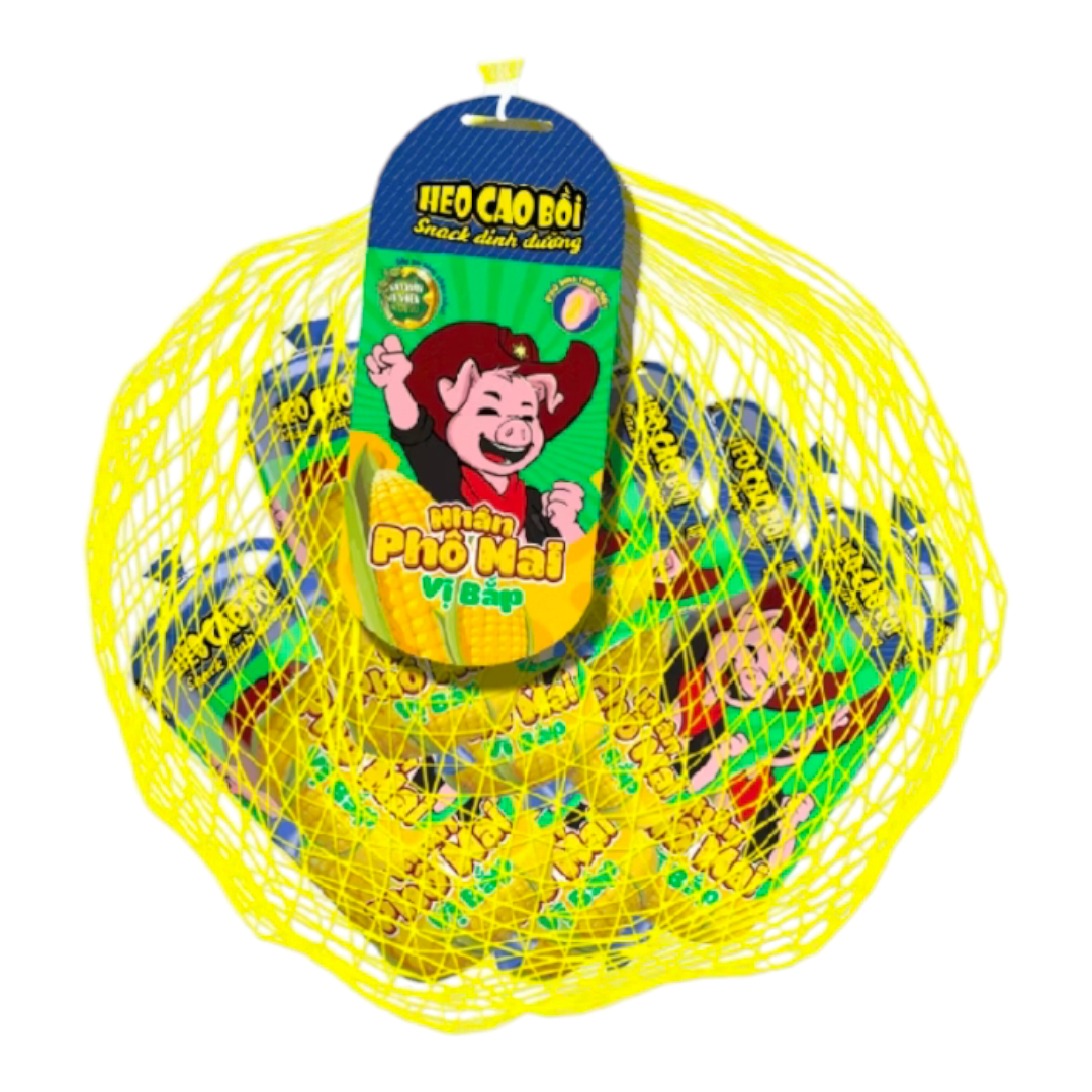 Xúc Xích Heo Cao Bồi Nhân Phô Mai Vị Bắp (Túi Lưới 15 Cây X 32G)