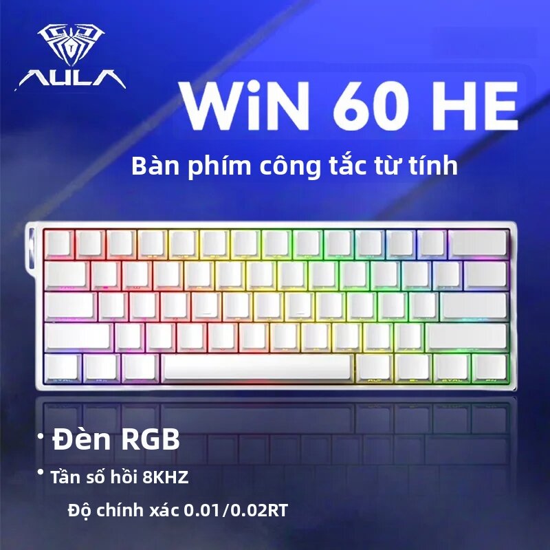 Bàn Phím Cơ Tùy Chỉnh AULA WIN60 HE Kết Nối Có Dây Trục Từ Tính 61 Phím Dành Cho Thể Thao Điện Tử RT Tốc Độ Lấy Mẫu 8K Bố Cục Kiểu Anh Keycaps PBT