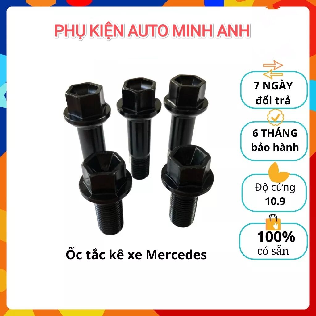 Ốc lốp,lazang, ecu bánh xe, bu lông xe, ốc tắc kê, la zăng bắt bánh xe, Ê cu mâm xe Mercedes đúc nguyên khối.