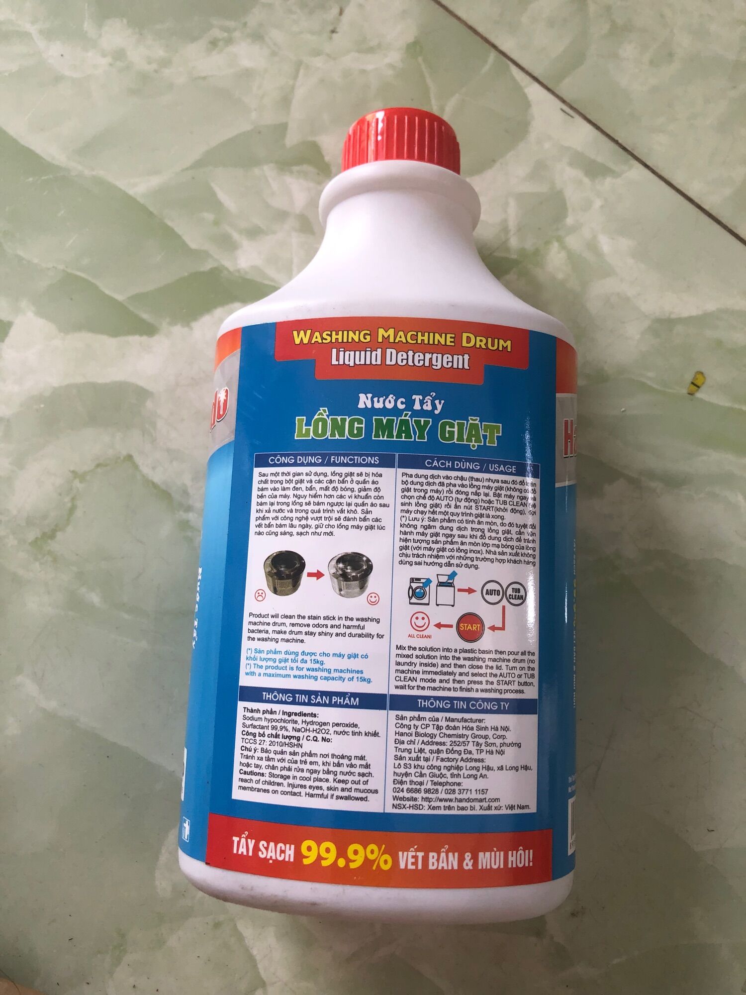 Nước tẩy lồng máy giặt Hando 800ml