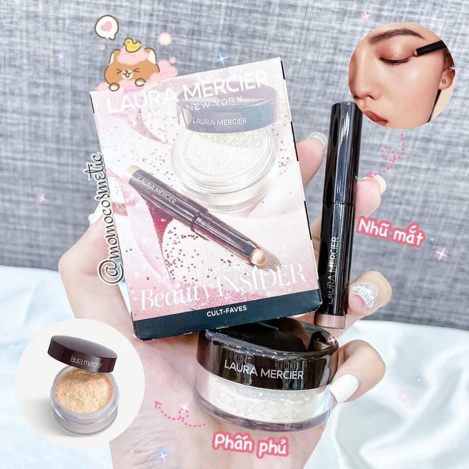 Set phấn phủ kèm sáp nhũ kẻ mắt laura mercier