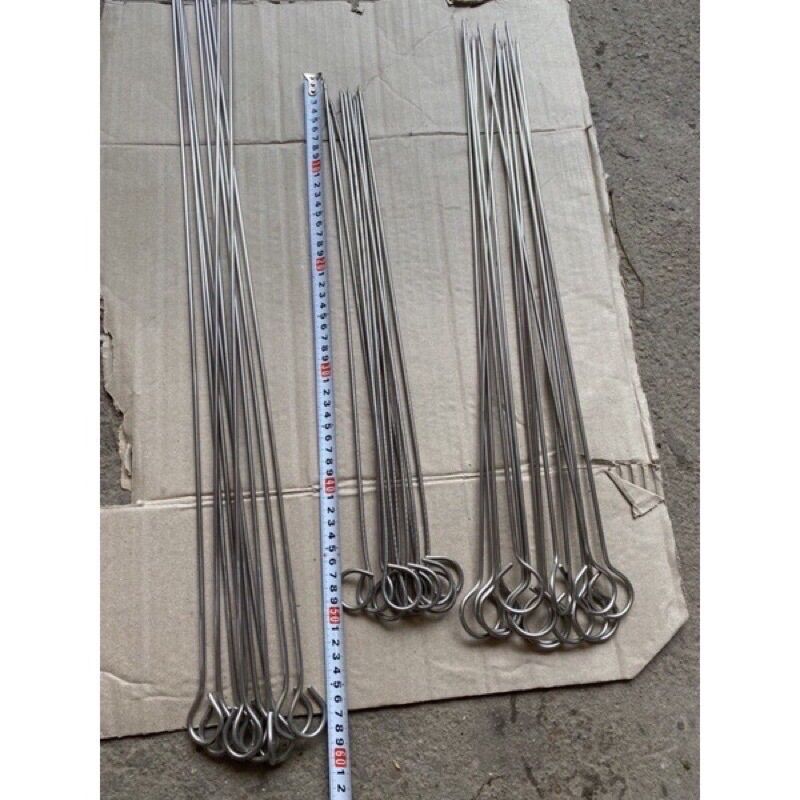 Combo 10 que xiên thịt inox cao cấp dài 50 phân; 60 phân; 70 phân phi 4 li