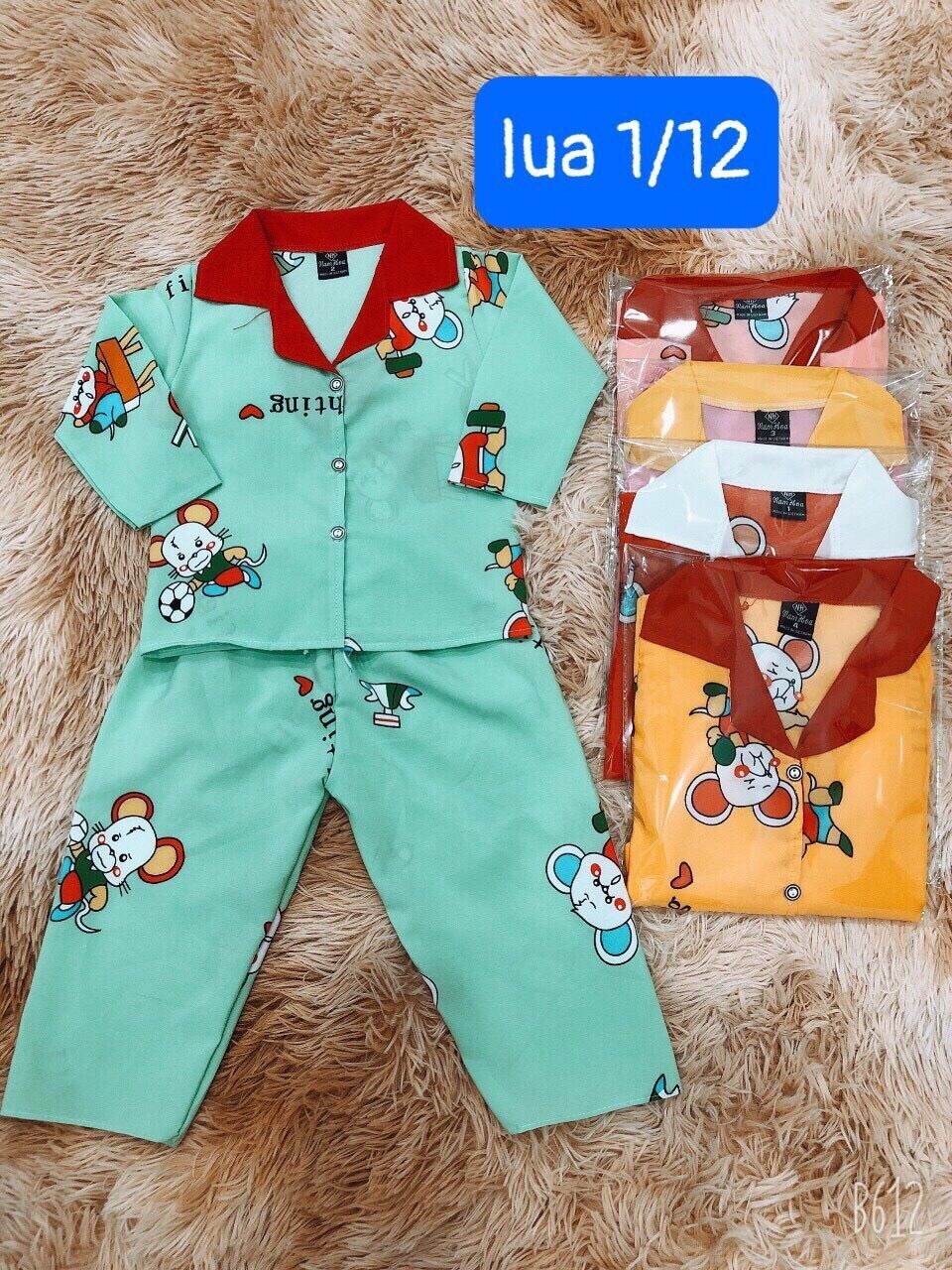 . bộ pijama lụa tay dài cho bé gái