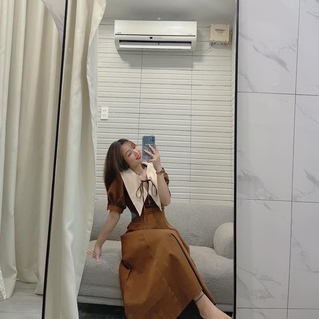 61 - đầm midi cổ peter có bigsize
