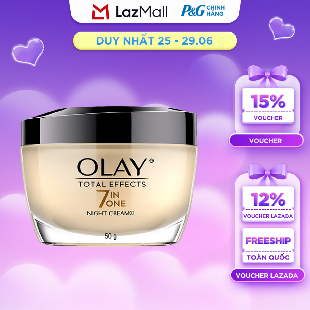 Kem Dưỡng Ban Đêm OLAY TOTAL EFFECTS Phục Hồi  Làm Chậm 7 Dấu Hiệu Lão Hóa Hũ 50G