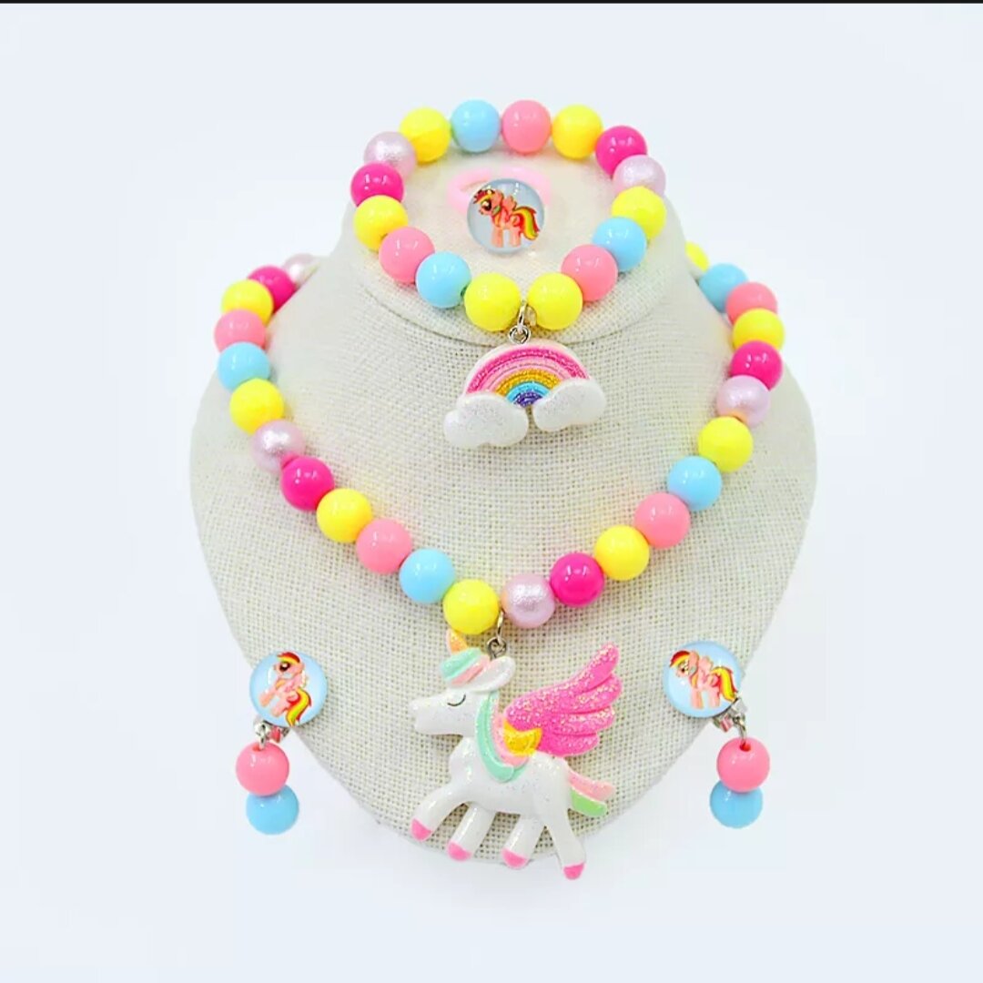 Bộ trang sức cho bé gái hình ngựa Pony bóng đẹp gồm vòng cổ Pony vòng tay Pony nhẫn pony trang sức cho bé gái Pony mèo Hello Kitty