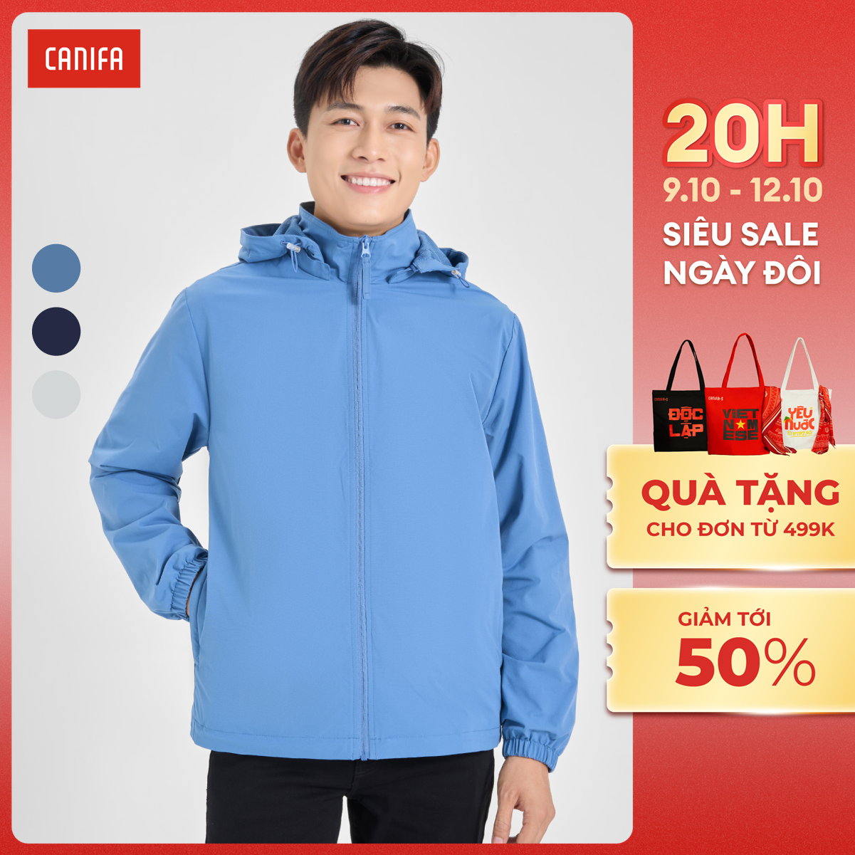 [20H 9-12.10 VOUCHER TỚI 500K] Áo khoác gió nam CANIFA 8OT24W001