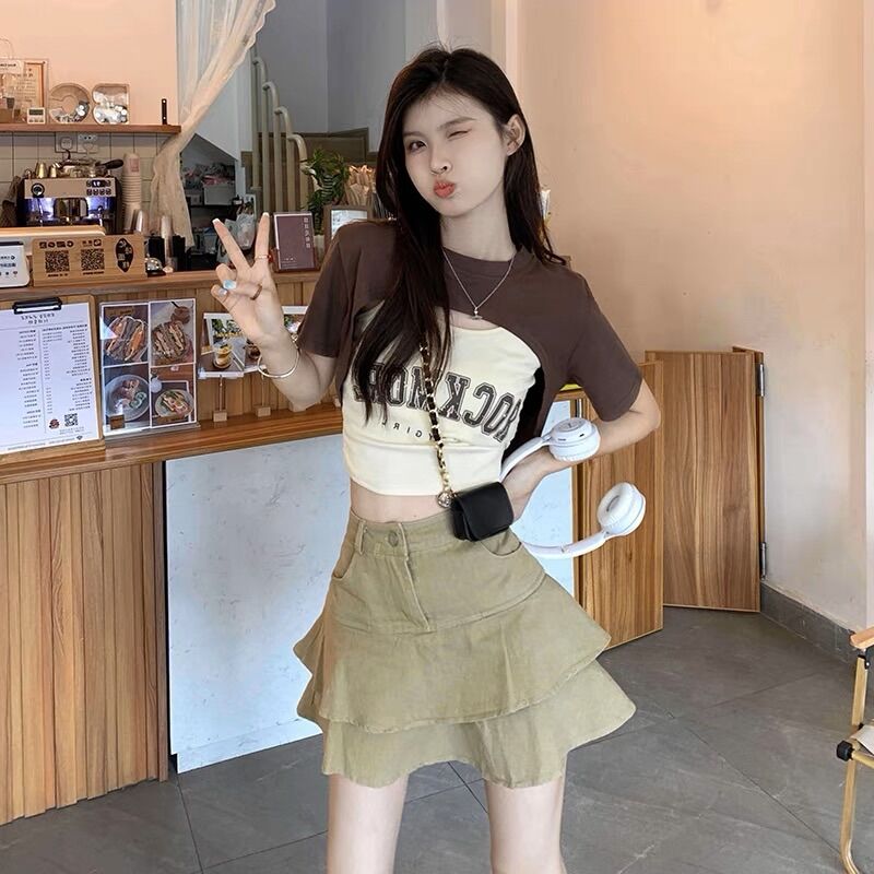 ÁO CROPTOP HAI MÓN CẶP IN ROC1