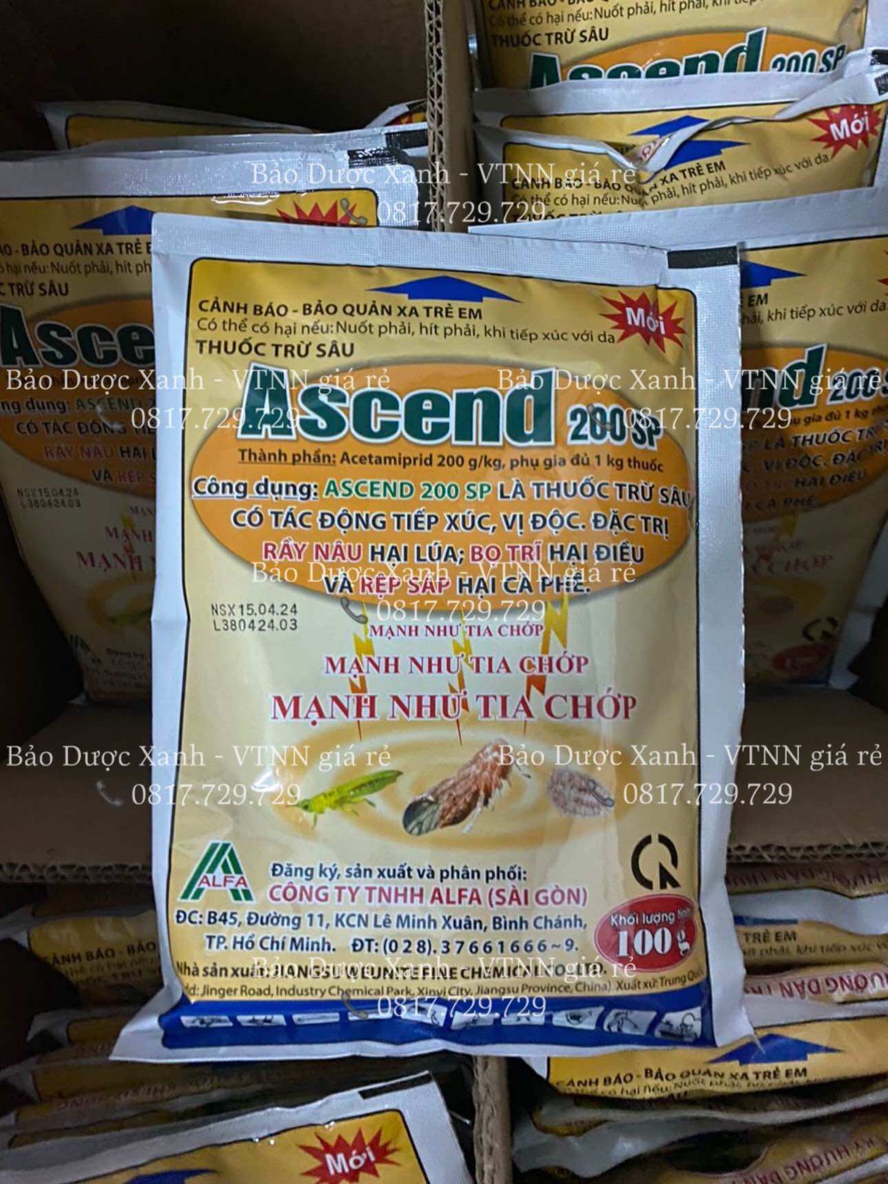 Trừ Sâu ASCEND 20SP công ty Alfa SG - Gói 100gr - Chuyên trừ Sâu, Bọ trĩ, Rầy nâu, Rệp sáp