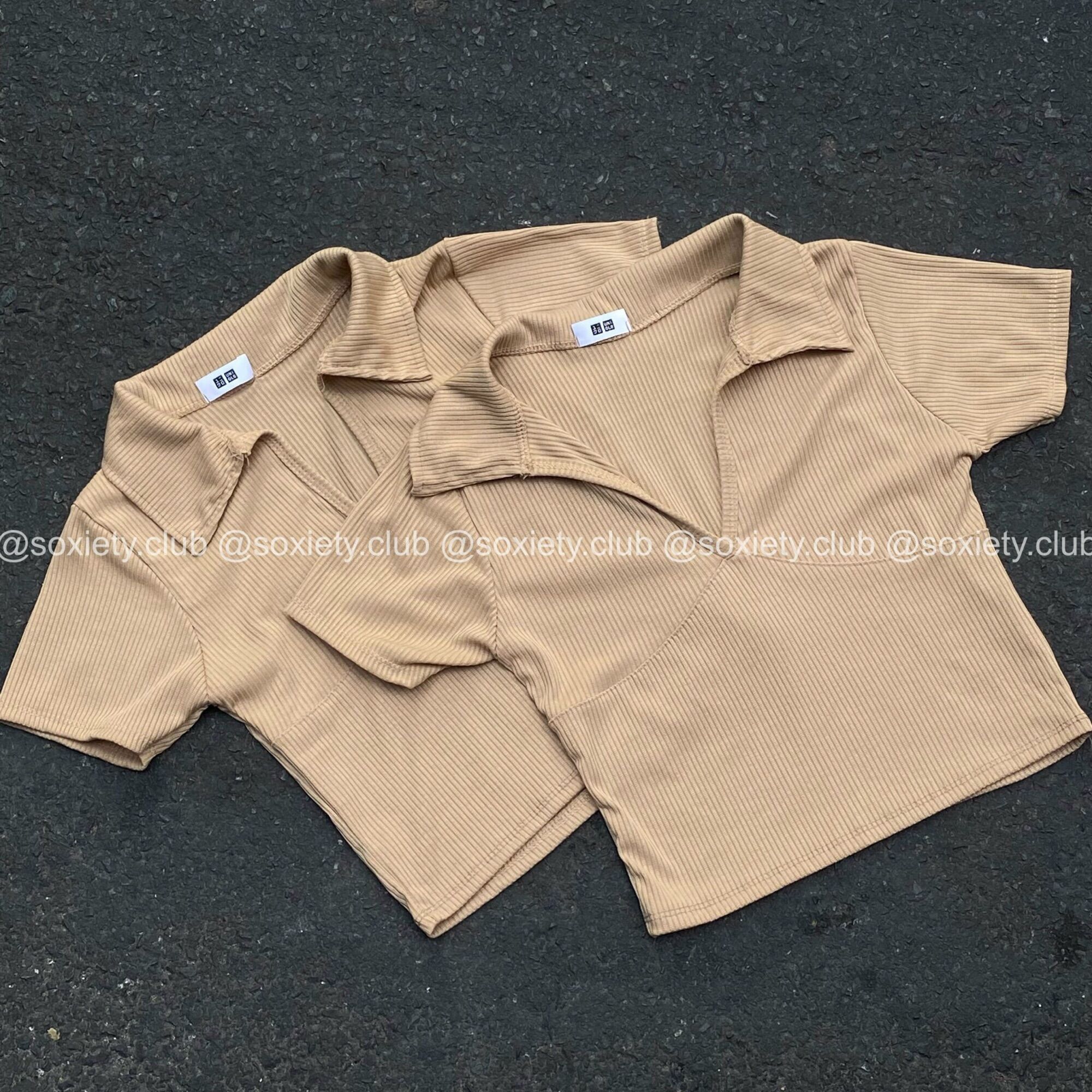 [HÌNH THẬT] Áo croptop cổ bẻ khoét ngực 💕 A35