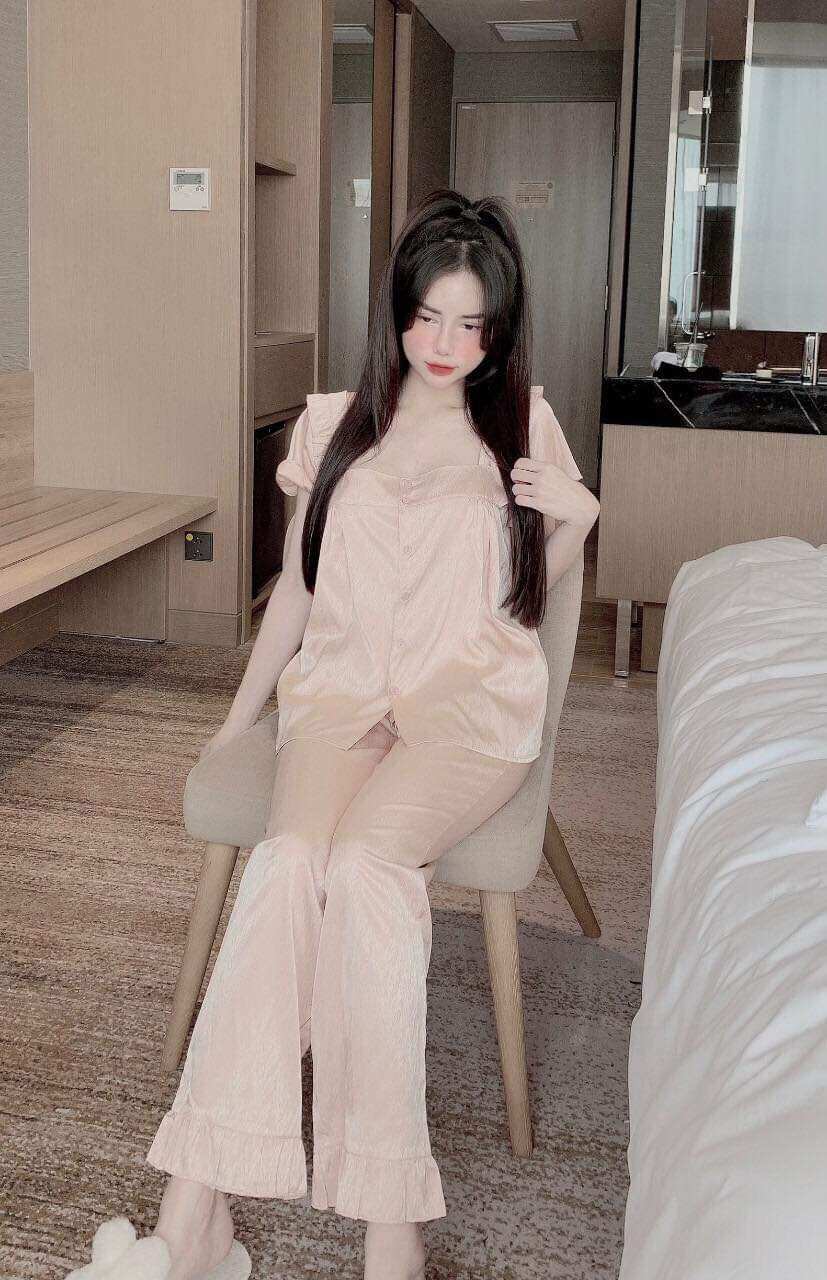 [ Hàng thiết kế] Bộ lụa xước cổ vuông lụa xước thiết kế siêu xinh