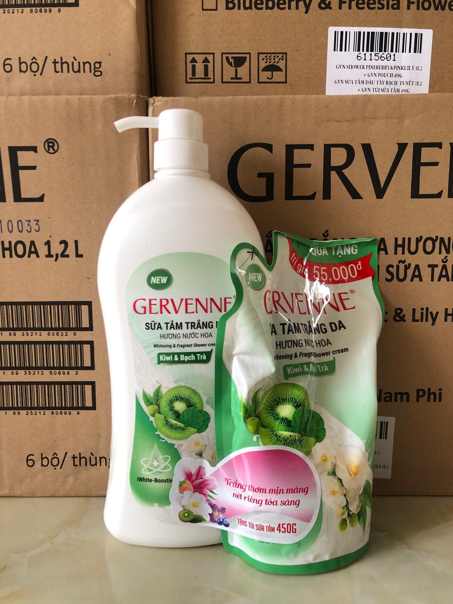 Gervenne sữa tắm 1200ml + túi 600g ( Mẫu mới )