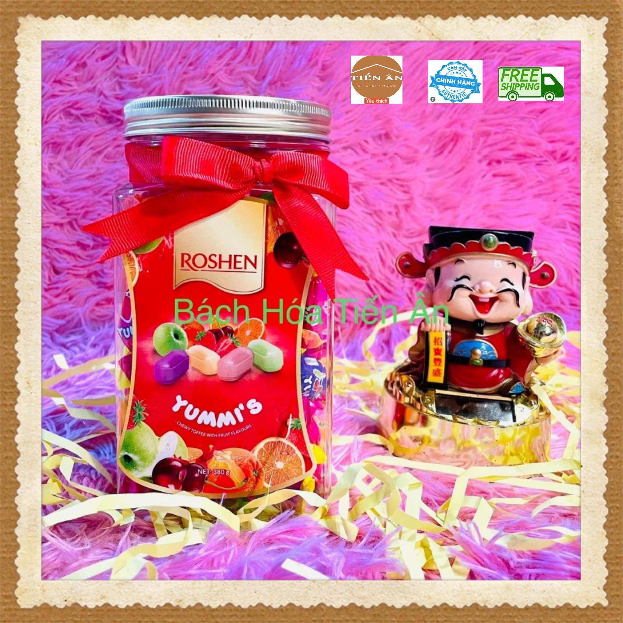 Kẹo Nougat kẹo sữa hạt YUMMI'S  ROSHEN lọ 380g Nhập Khẩu Ucraina (còn được gọi là kẹo hạnh phúc)