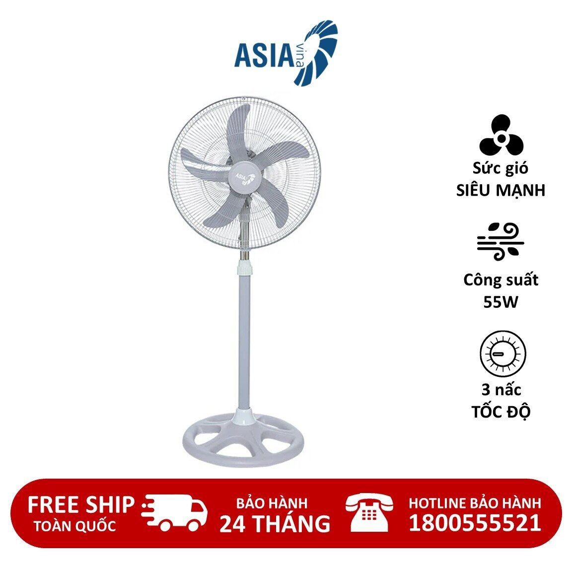 Quạt đứng Asiavina VY579790 D20002, 80W - Hàng chính hãng, Bảo hành 24