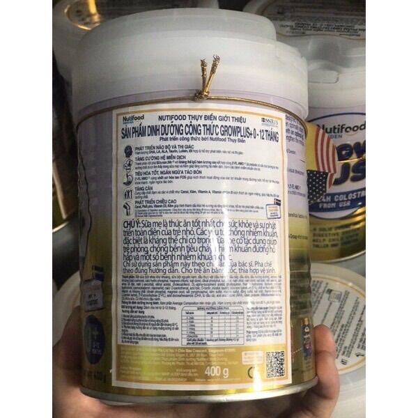 (DATE MỚI) Sữa bột nuti Growplus vàng số 0+ 400g ( SINGAPORE )