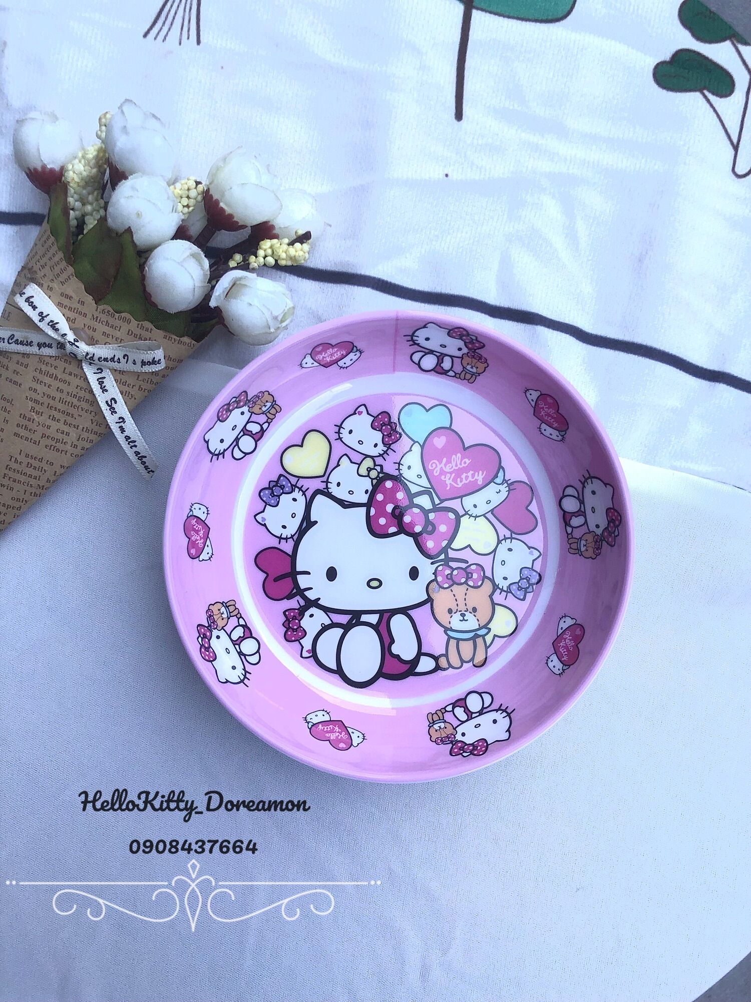 Dĩa tròn Melamin HelloKitty