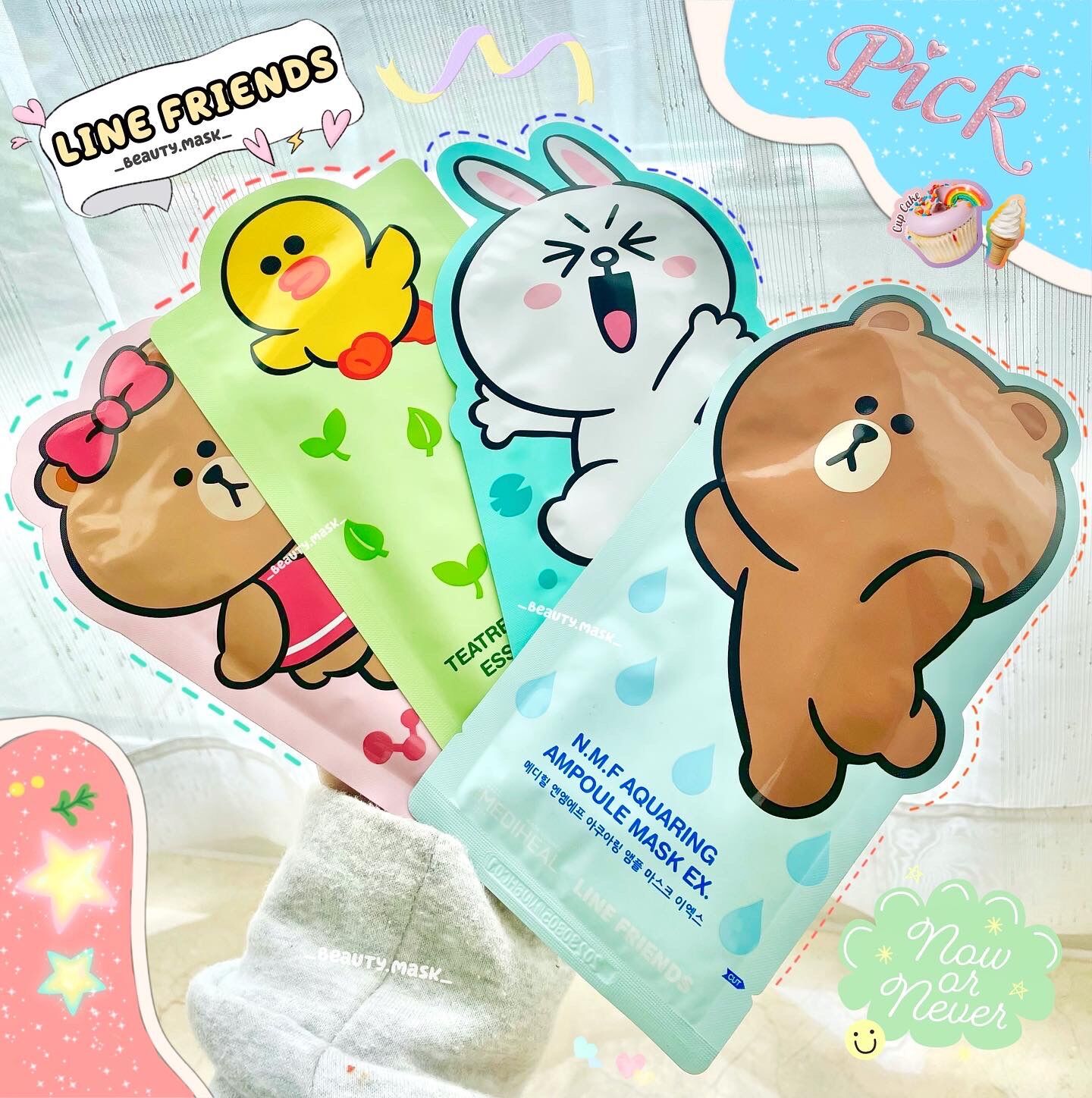 🐰🐻 Mặt nạ dưỡng da, cấp ẩm, cấp nước, dưỡng sáng, làm dịu da, cao cấp Hàn Quốc của Mediheal x Linefriend 🐻🐰