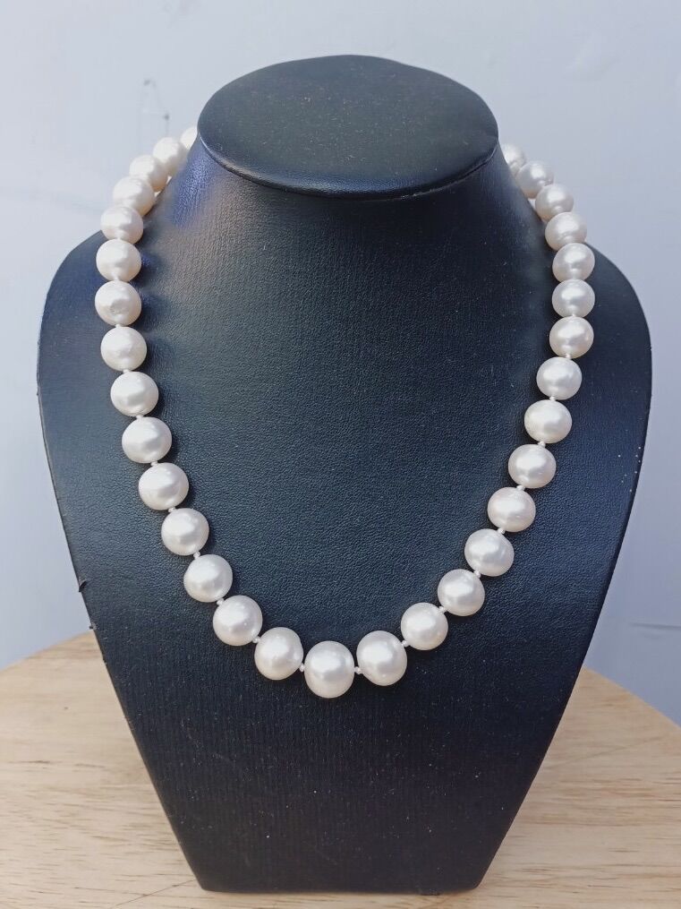 Dây chuyền ngọc trai nuôi nước ngọt, chuỗi cổ trai nuôi nước ngọt, hạt tròn size 12ly