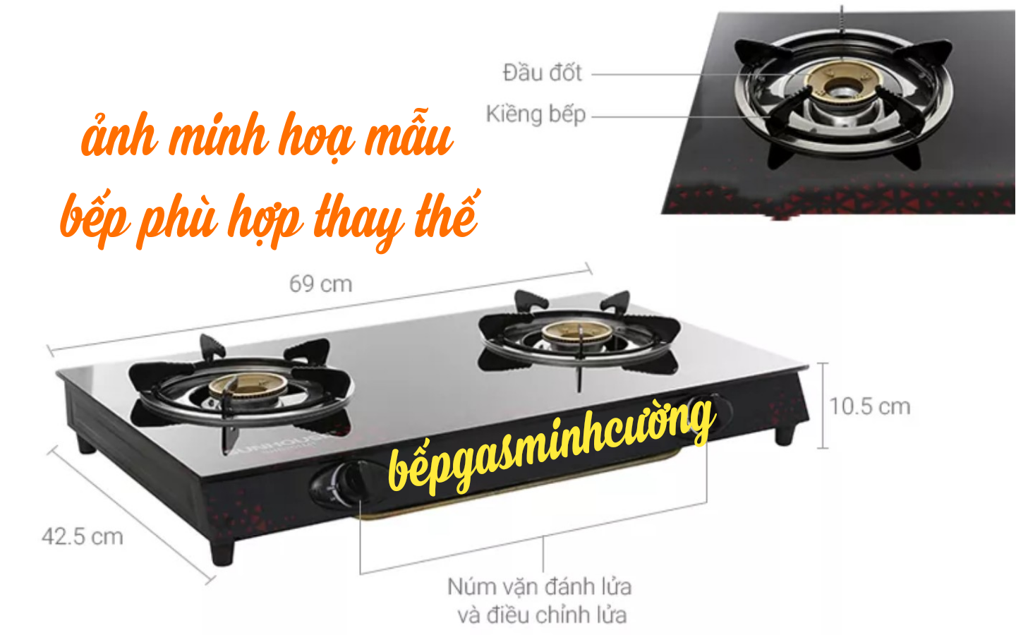 Điếu inox bếp gas dương - 2 cái ( inox 410 )