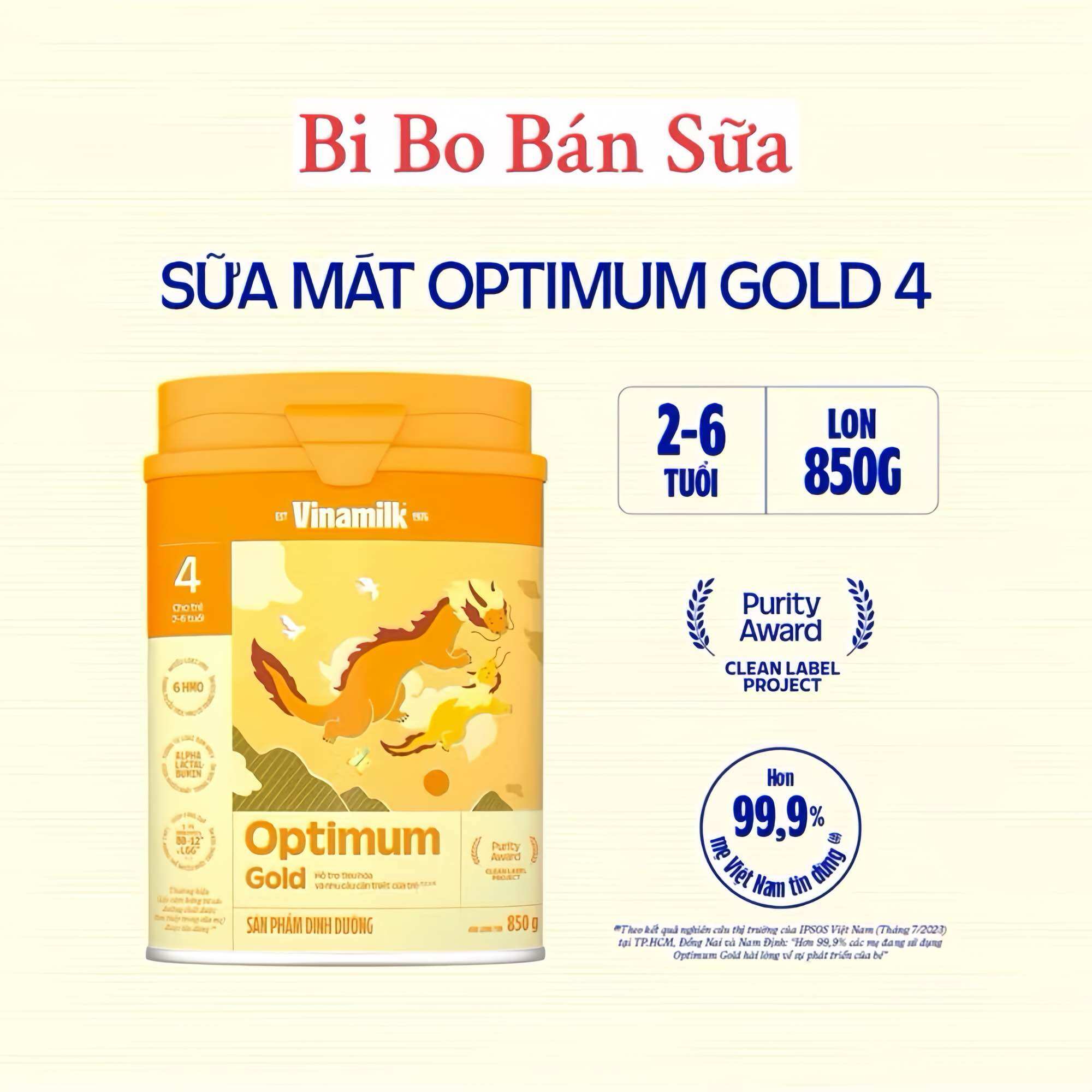 Sữa Bột Vinamilk Optimum Gold Số 4 Lon 800g