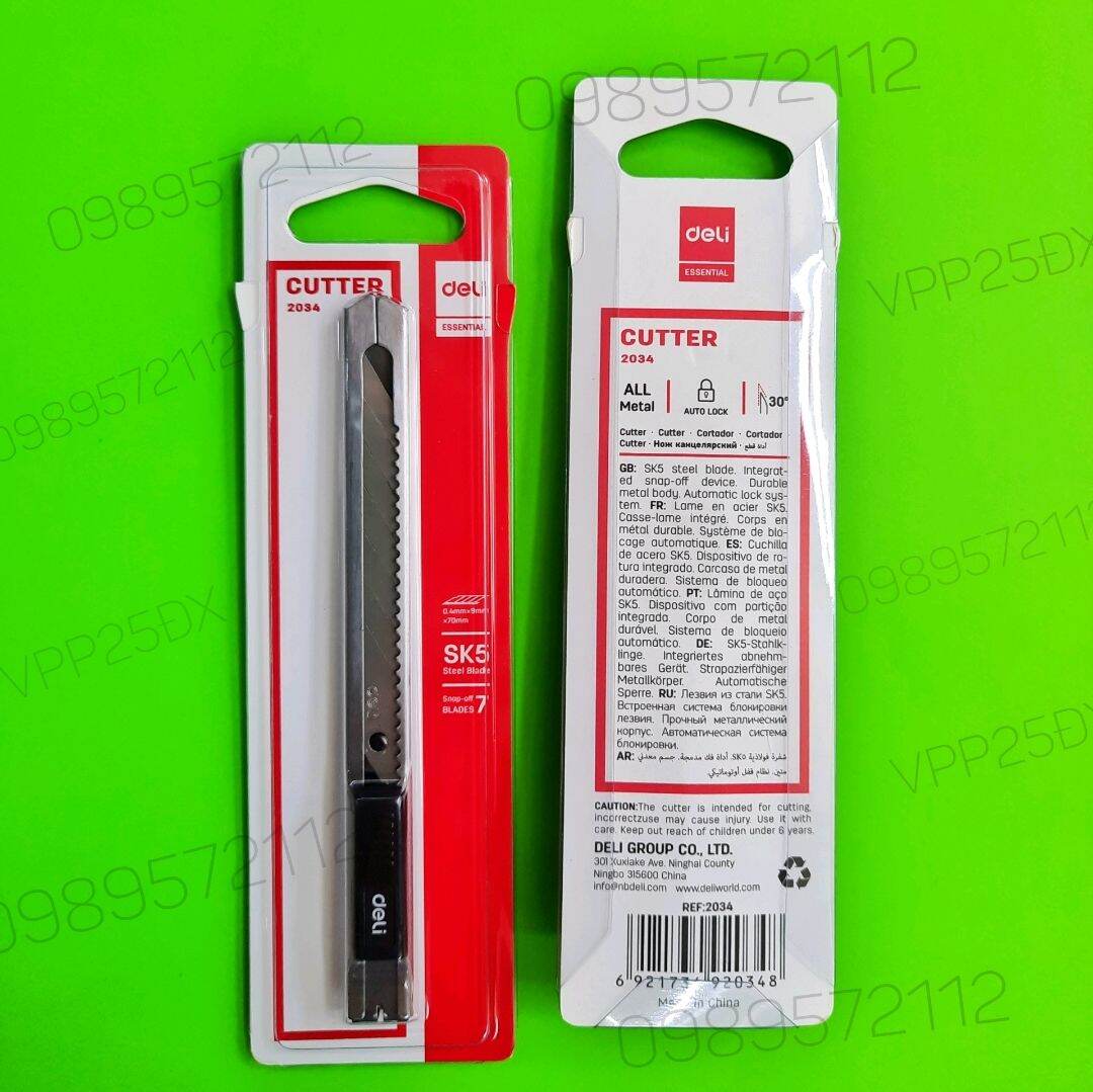 Dao rọc giấy bé deli mã 2034-lưỡi 30 độ 9mm.