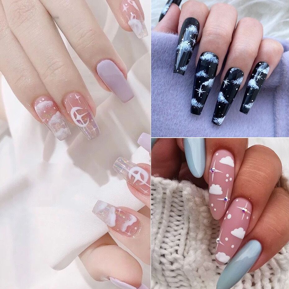 Sticker dán móng tay hình đám mây ánh sao siêu hot