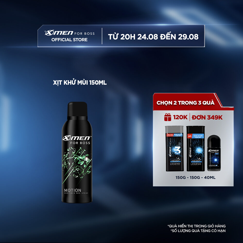 Xịt khử mùi X-Men for Boss Motion - Mùi hương năng động phóng khoáng 150ml