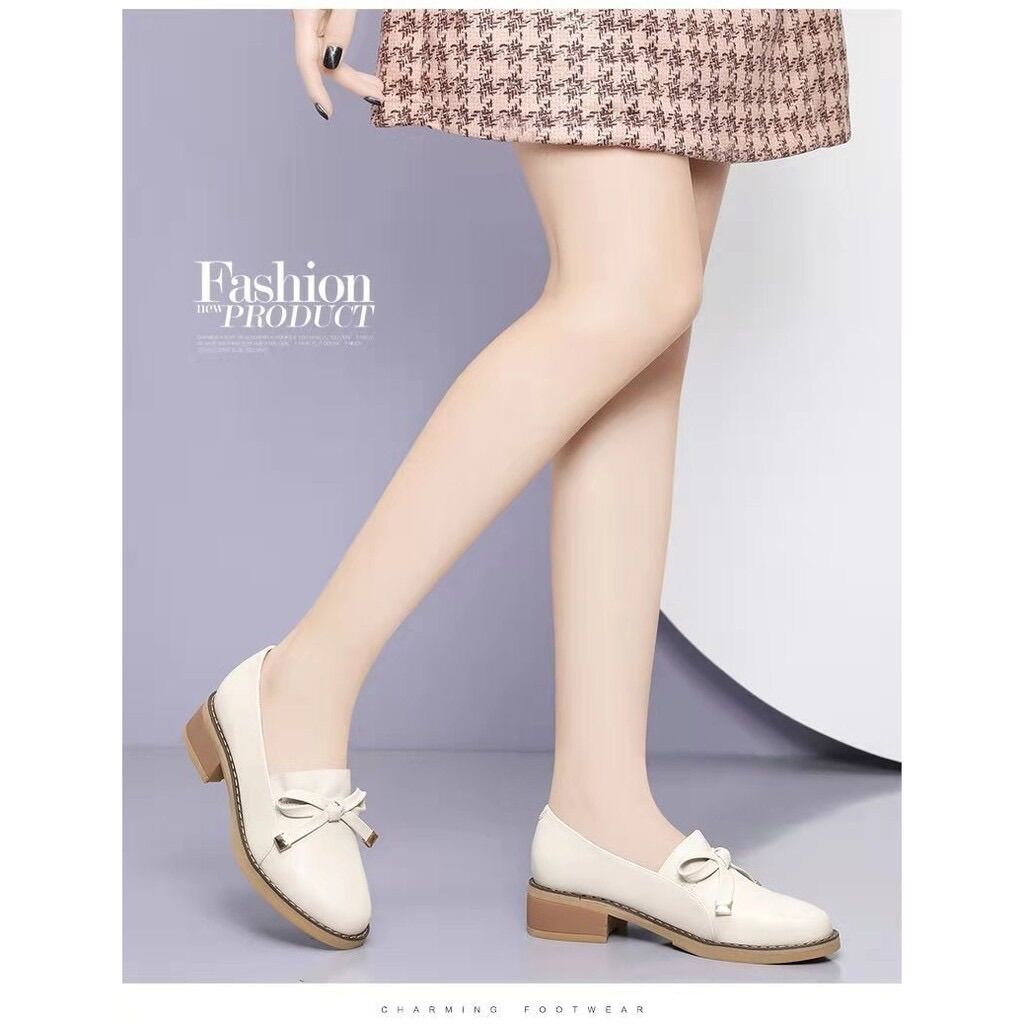 Giày da nữ giày búp bê đế 4 cm phong cách Nhật Bản