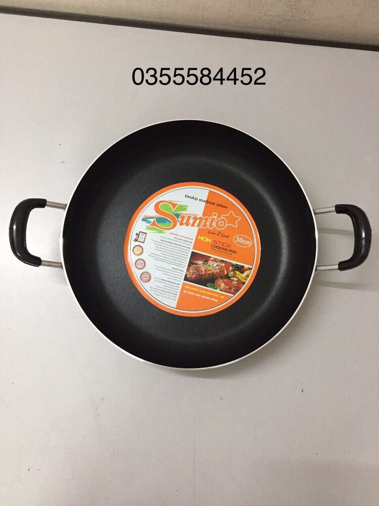 Chảo Chống Dính Sumio 2 Quai Đáy Bằng (20, 22...30cm)