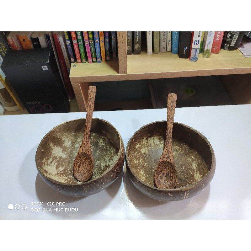 2 Bộ bát gáo dừa và muỗng gỗ dừa