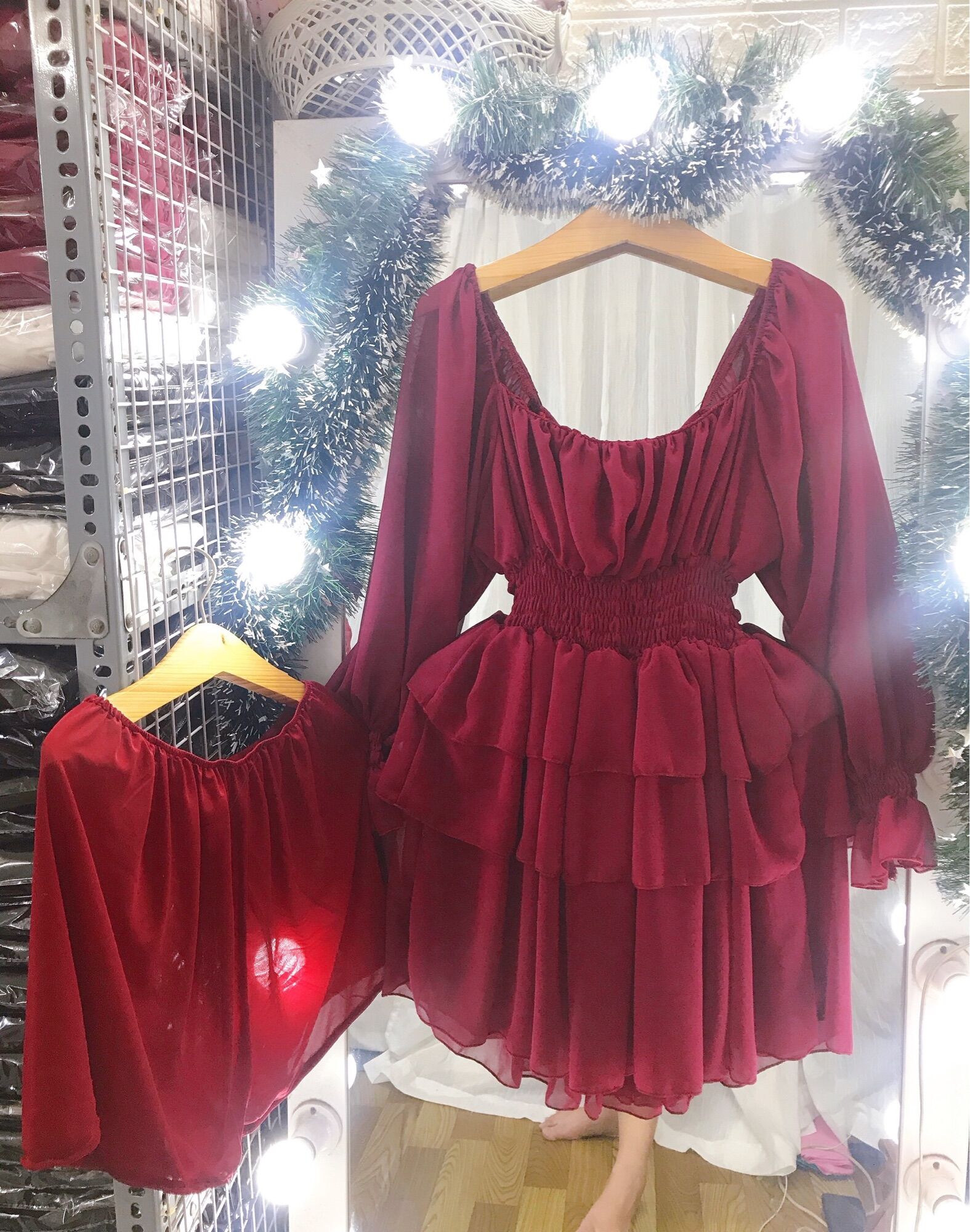 [Bigsize 60-85kg] Đầm nhún ngực 3 tầng (kèm 1 lót quần rời y hình)